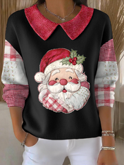 Women's Funny Christmas Santa Art Printed Tops