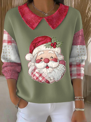 Women's Funny Christmas Santa Art Printed Tops
