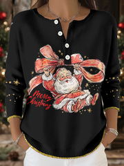 Women's Funny Christmas Santa Art Printed Tops