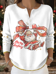 Women's Funny Christmas Santa Art Printed Tops