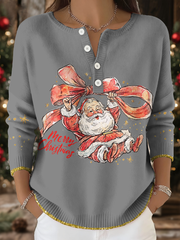 Women's Funny Christmas Santa Art Printed Tops