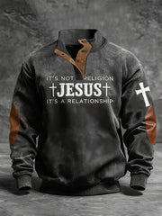 Men'S Casual It's Not A Religion Jesus It's A Relationship Print Sweatshirt