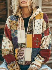 Women's Cross Floral Print Casual Cardigan