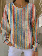 Women's Multicolor Striped Pattern Sweatshirt