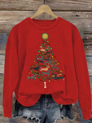 Women's Christmas Dachshund Christmas Tree Crew Neck Sweatshirt
