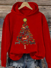 Women's Christmas Dachshund Christmas Tree Hooded Sweatshirt