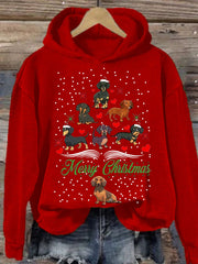 Women's Christmas Dachshund Christmas Tree Hooded Sweatshirt