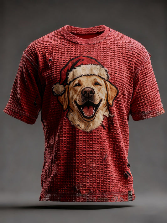 Men's Christmas Labrador Retriever Waffle T-shirts