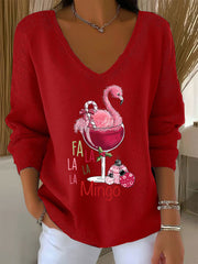 Women's Christmas Flamingo Print Casual Top