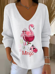 Women's Christmas Flamingo Print Casual Top