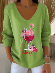 Women's Christmas Flamingo Print Casual Top