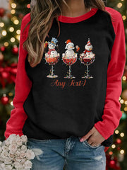 Women's Christmas snowman print raglan sleeve sweatshirt