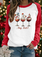 Women's Christmas snowman print raglan sleeve sweatshirt