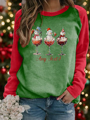 Women's Christmas snowman print raglan sleeve sweatshirt