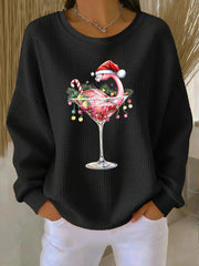 Women's Christmas Flamingo Print Casual Sweatshirt