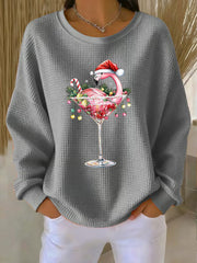 Women's Christmas Flamingo Print Casual Sweatshirt