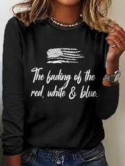Women's The Fading of the Red White and Blue Printed Casual Long Sleeve Shirt