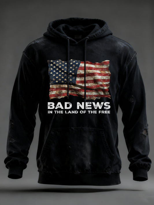 Men's Bad News In The Land Of The Free Printed Hoodie