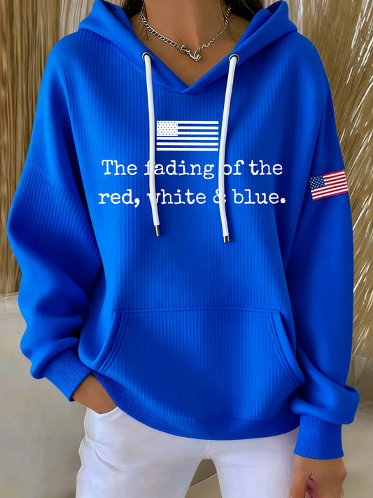 Women's The Fading Of The Red White And Blue Printed Hoodie