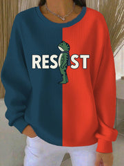 Women's Resist Frog Ribbed Round-Neck Sweatshirt