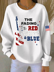 Women's The Fading Of The Red White And Blue Print Casual Sweatshirt