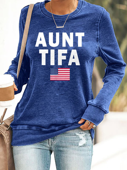 Women's Retro Aunt Tifa Print Sweatshirt