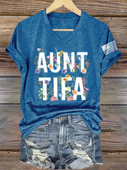 Women's Retro Aunt Tifa V-Neck Tee