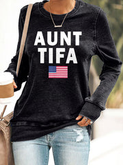 Women's Retro Aunt Tifa Print Sweatshirt