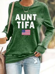 Women's Retro Aunt Tifa Print Sweatshirt