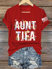 Women's Retro Aunt Tifa V-Neck Tee