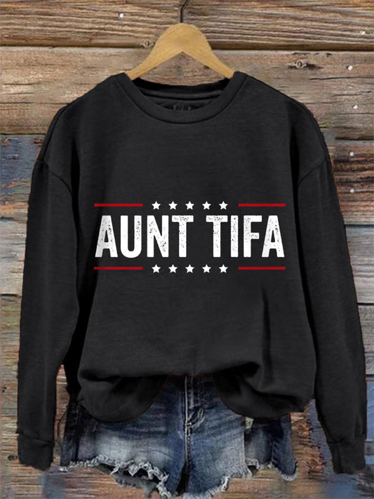 Women's Retro Aunt Tifa Print Sweatshirt