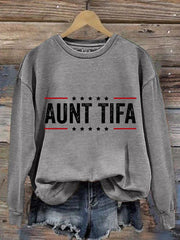 Women's Retro Aunt Tifa Print Sweatshirt