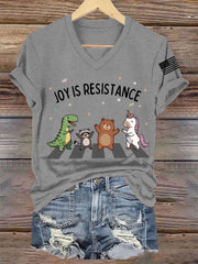 Women's Joy is Resistance: Portland Frog Protestors Anti Fascism V-Neck Tee