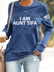 Women's  I Am Aunt Tifa Aunties Against Fascists Sweatshirt
