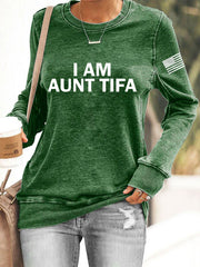 Women's  I Am Aunt Tifa Aunties Against Fascists Sweatshirt