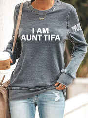 Women's  I Am Aunt Tifa Aunties Against Fascists Sweatshirt