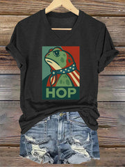 Women's Retro Resist Frog Printed T-shirt