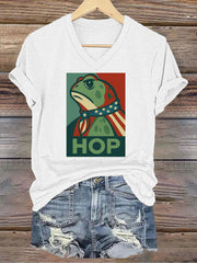 Women's Retro Resist Frog Printed T-shirt