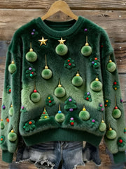 Women's  Christmas Tree Decorative Art Plush Sweater