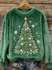 Women's Christmas Tree  Art Plush Sweater