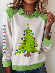 Women's Christmas Tree Print Casual Sweatshirt