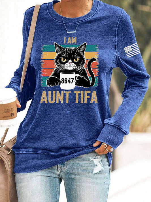 Women's I Am Aunt Tifa Aunties Resist Fascists Sweatshirt