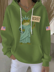 Women's Resist Frog Print Casual Hoodie