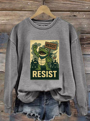 Women's Resist Frog Print Casual Sweatshirt