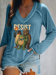Women's Resist Frog Print Casual T-shirt