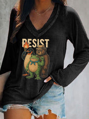 Women's Resist Frog Print Casual T-shirt