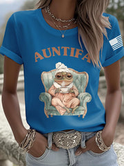 Women's Aunt Tifa Frog Print Casual T-shirt