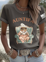 Women's Aunt Tifa Frog Print Casual T-shirt