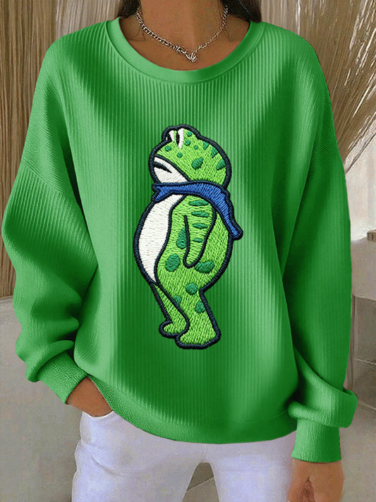 Women's Portland Frog Resist Ribbed Round-Neck Sweatshirt