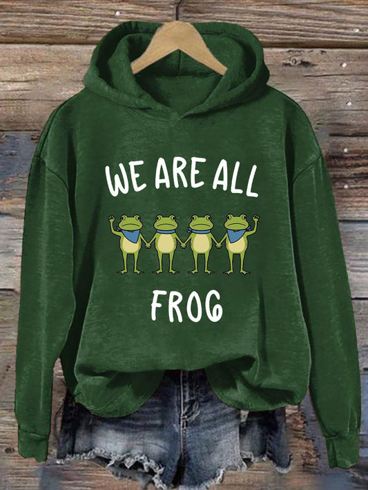 Women's Resist Frog Print Casual Hoodie